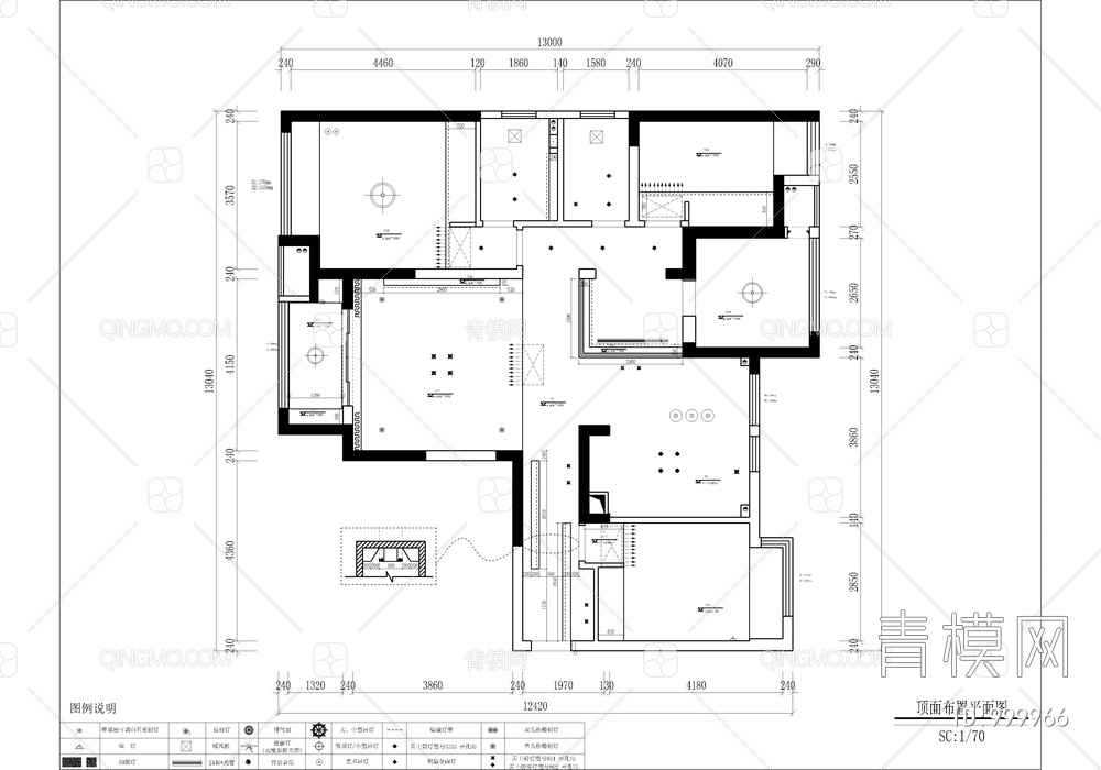 130㎡家装私宅CAD施工图+实景照 大平层 四居室