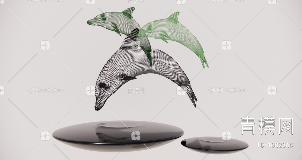 镂空海豚雕塑摆件