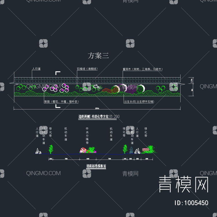 道路两侧绿化模式图施工详图