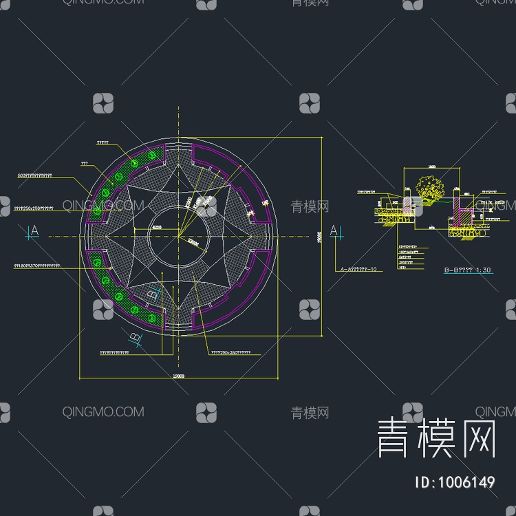 下沉式广场与跌水池平面图