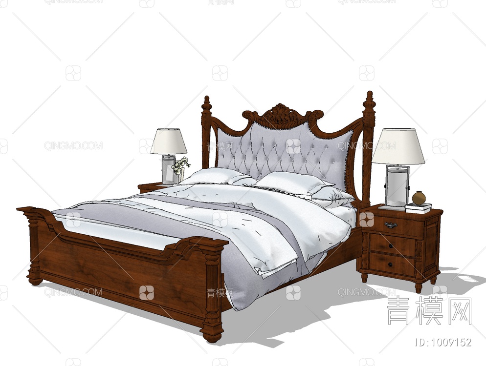 实木双人床,床头柜组