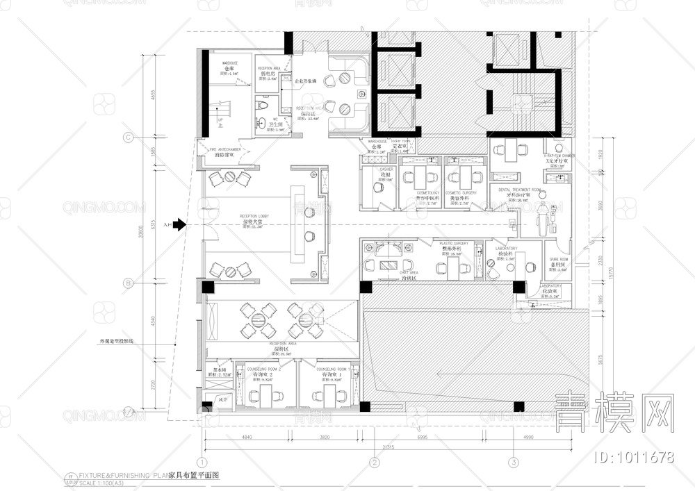 美容医院平面天花施工图