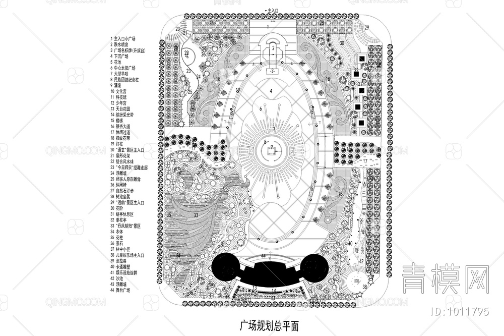 城市综合广场平面规划总平面