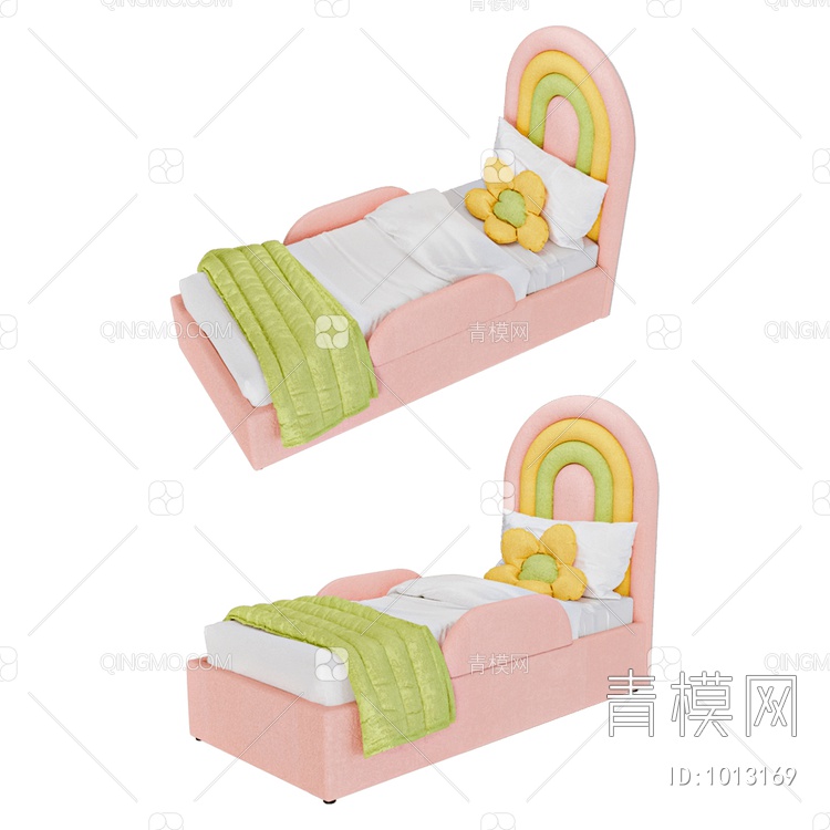 彩虹靠背儿童床