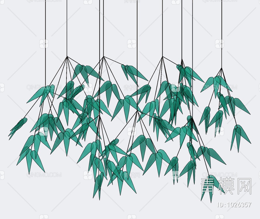竹叶水晶装饰灯，吊灯
