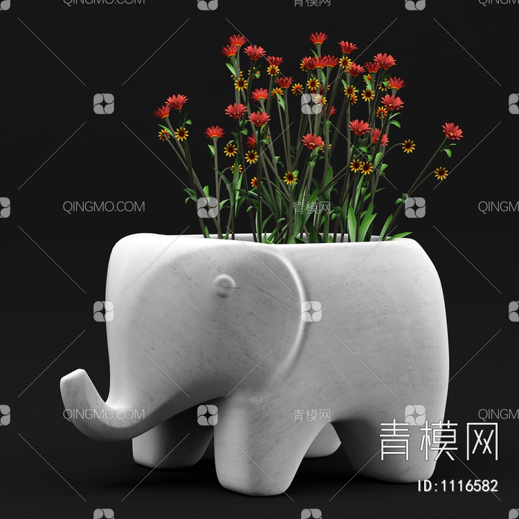 绿植大象花盆鲜花