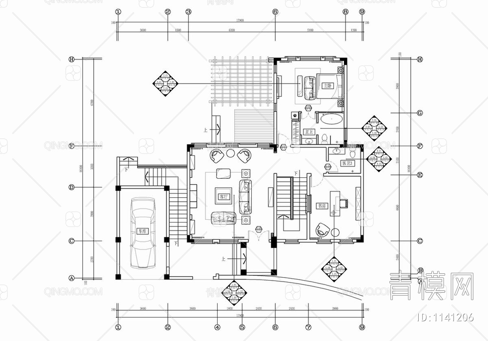 280㎡别墅CAD施工图 私宅 家装 豪宅