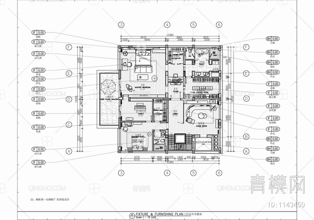 1000㎡四层别墅CAD全套施工图+效果图+材料表 豪宅 私宅 家装 大宅