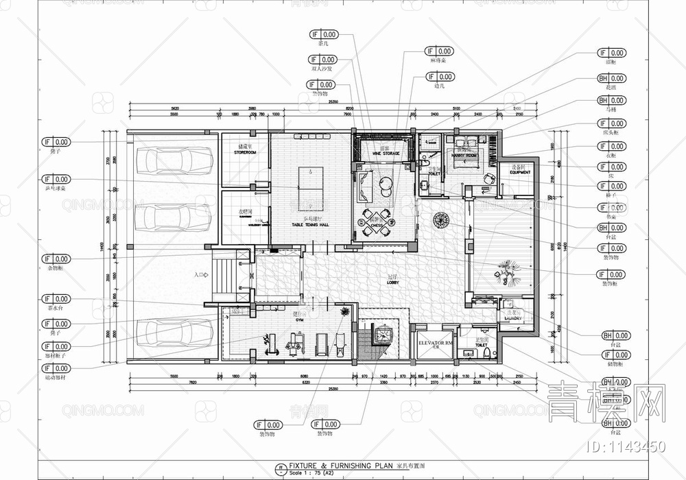 1000㎡四层别墅CAD全套施工图+效果图+材料表 豪宅 私宅 家装 大宅