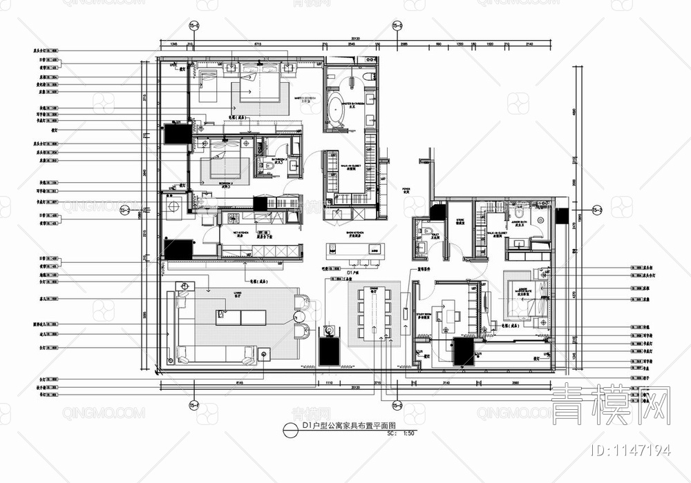 250㎡大平层CAD施工图+实景照 家装 豪宅 私宅 样板房