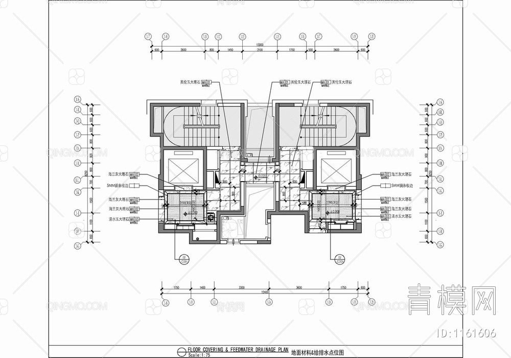 标准层电梯厅CAD施工图 公区 电梯厅