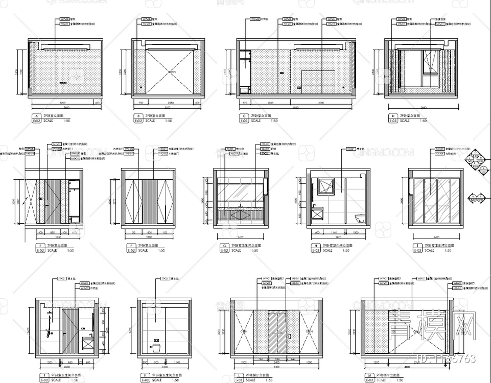 四层别墅CAD施工图 私宅 豪宅 家装 跃层 大宅 复式 样板房