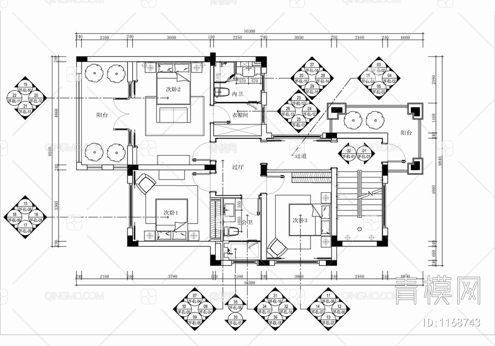 四层别墅CAD施工图 私宅 豪宅 洋房 样板房 家装 大宅 别墅 复式