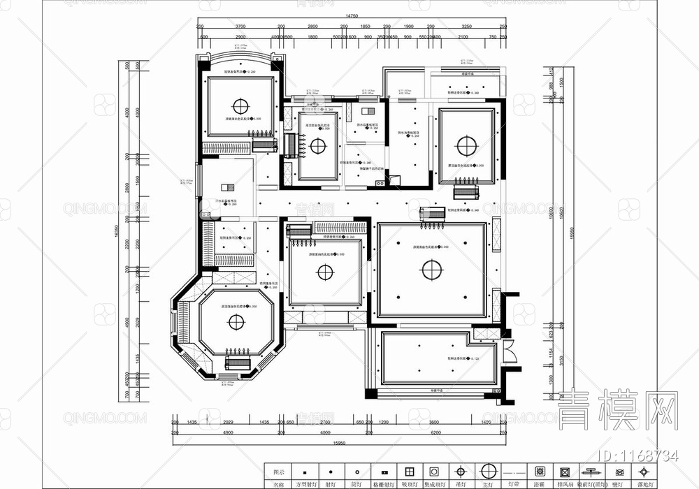 215㎡家装大平层CAD平立面施工图+实景照 私宅 家装 平层 四居室 大宅
