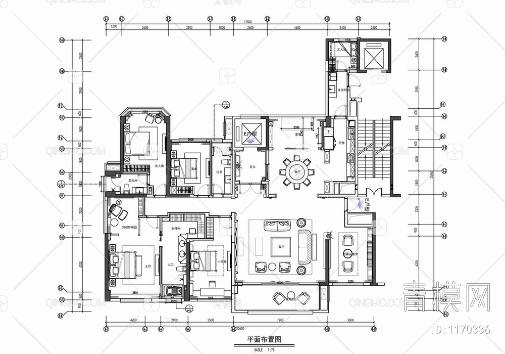 300㎡家装大平层CAD施工图  私宅 平层 家装 样板房 大宅 豪宅