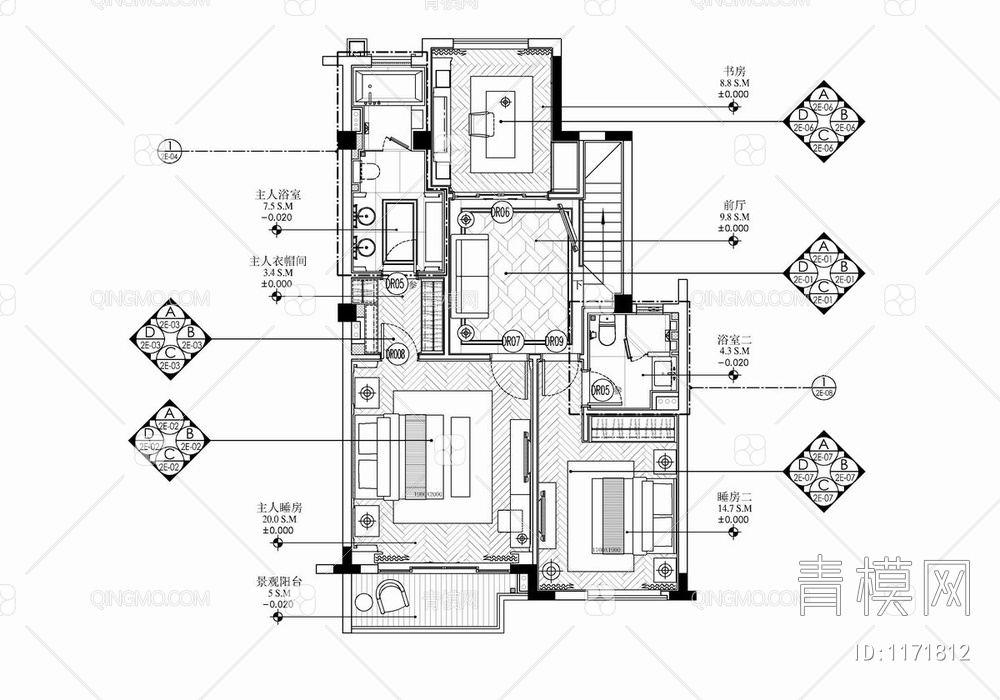 四层叠拼别墅CAD施工图 私宅 豪宅 家装 复式 洋房 样板房 大宅 别墅