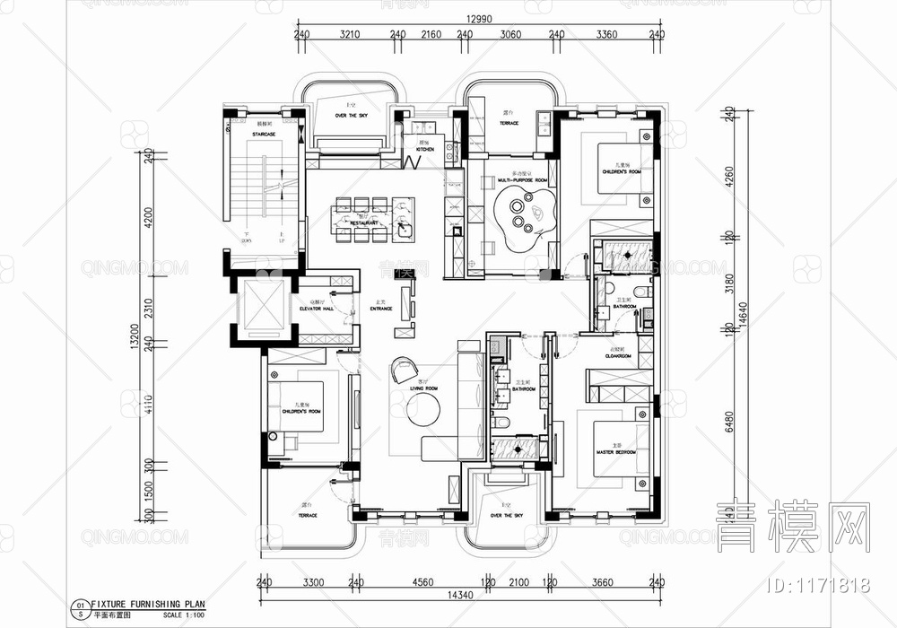 230㎡大平层CAD施工图+实景照 私宅 大平层 家装 样板房 豪宅 大宅