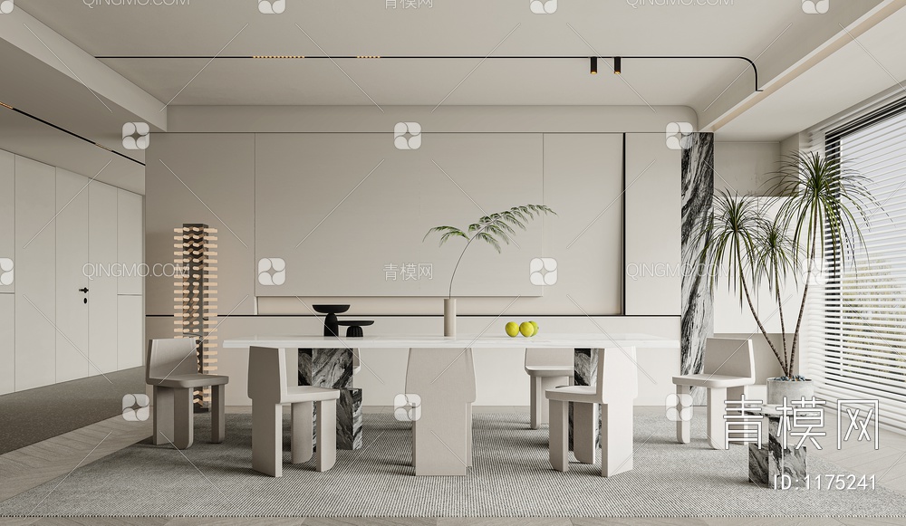 餐厅 餐桌 餐椅 饰品 窗帘 地板