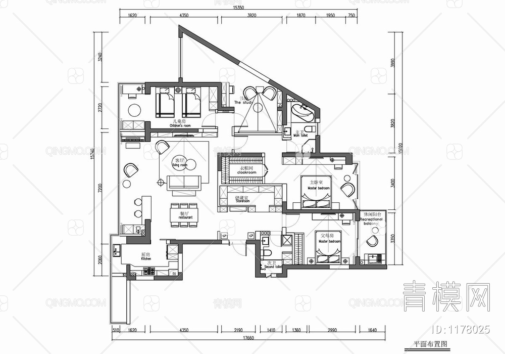 180㎡大平层家装CAD施工图+实景照  私宅 豪宅 平层 家装 大宅 样板房