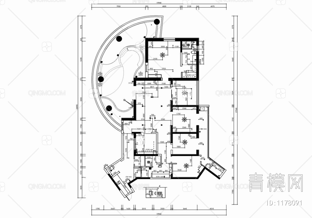 320㎡大平层家装CAD施工图+实景照 私宅 平层  豪宅 家装 大宅 样板房