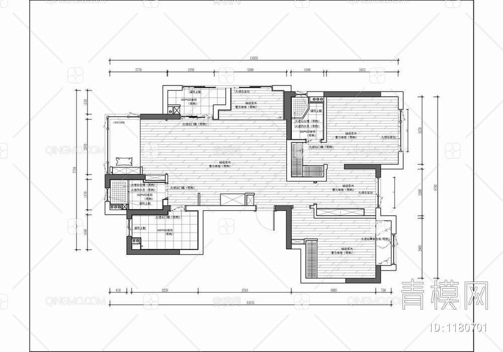110㎡家装CAD施工图+实景照 私宅 豪宅 平层 家装 大宅 样板房