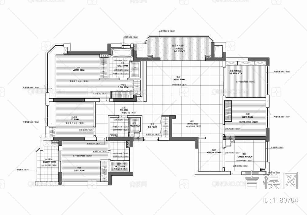 200㎡家装大平层CAD施工图+实景照 私宅 豪宅 平层 家装 大宅 样板房