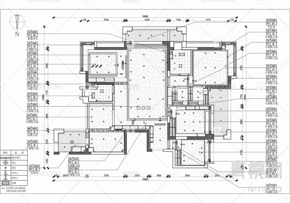 200㎡家装大平层CAD施工图 私宅 豪宅 平层 家装 大宅 样板房