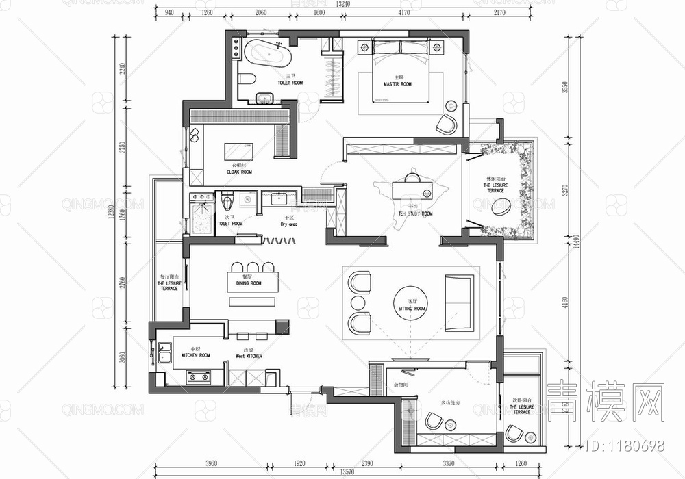 165㎡家装大平层CAD施工图+实景照 私宅 豪宅 平层 家装 大宅 样板房