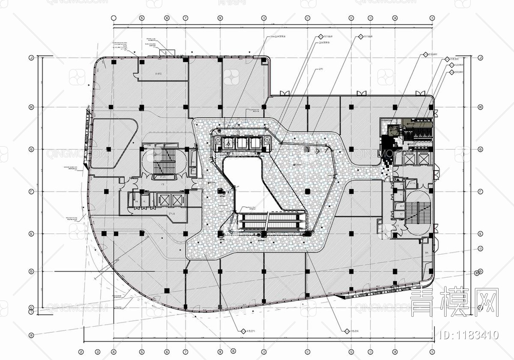 9层商场公区CAD施工图+效果图 商场 电梯厅 公区