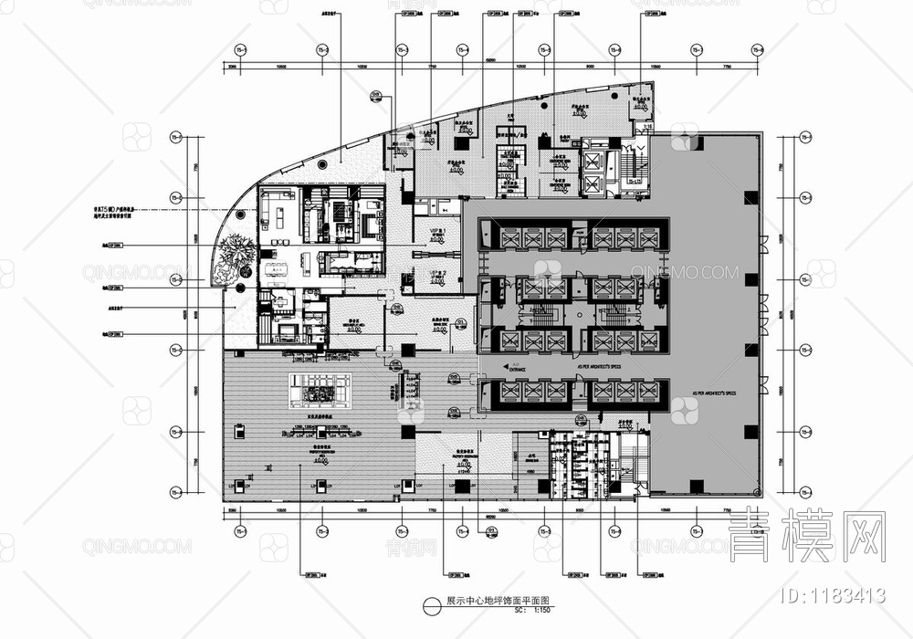 1500㎡售楼处展示中心CAD施工图+效果图 营销中心 售楼部 销售中心