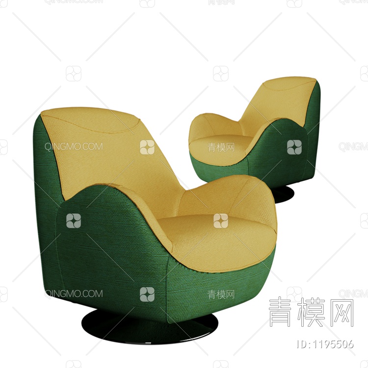 黄绿休闲单人沙发