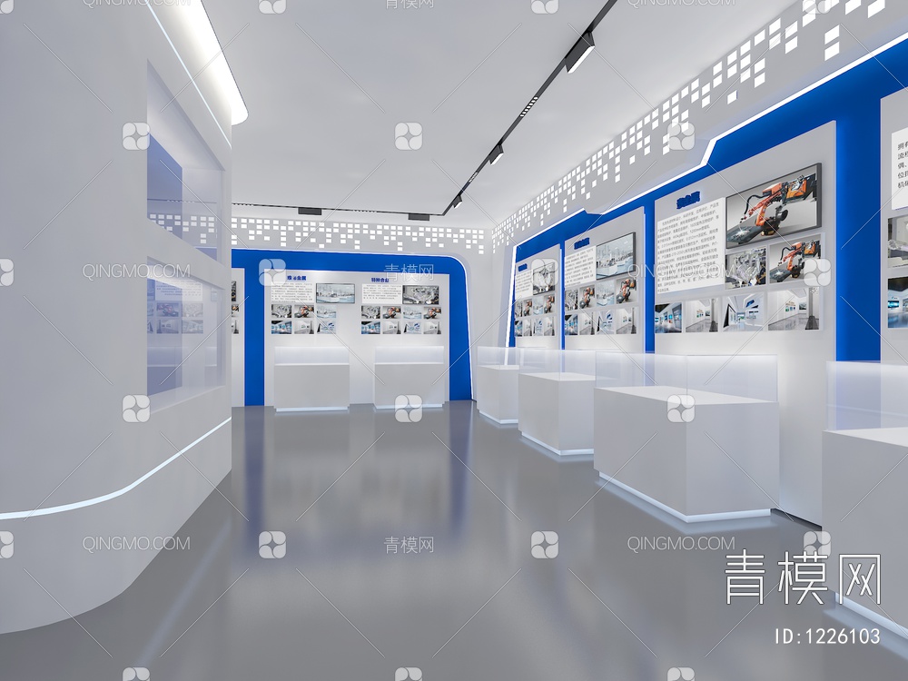 科技展厅 产品展示柜 互动触摸屏 科技展板 科技线条
