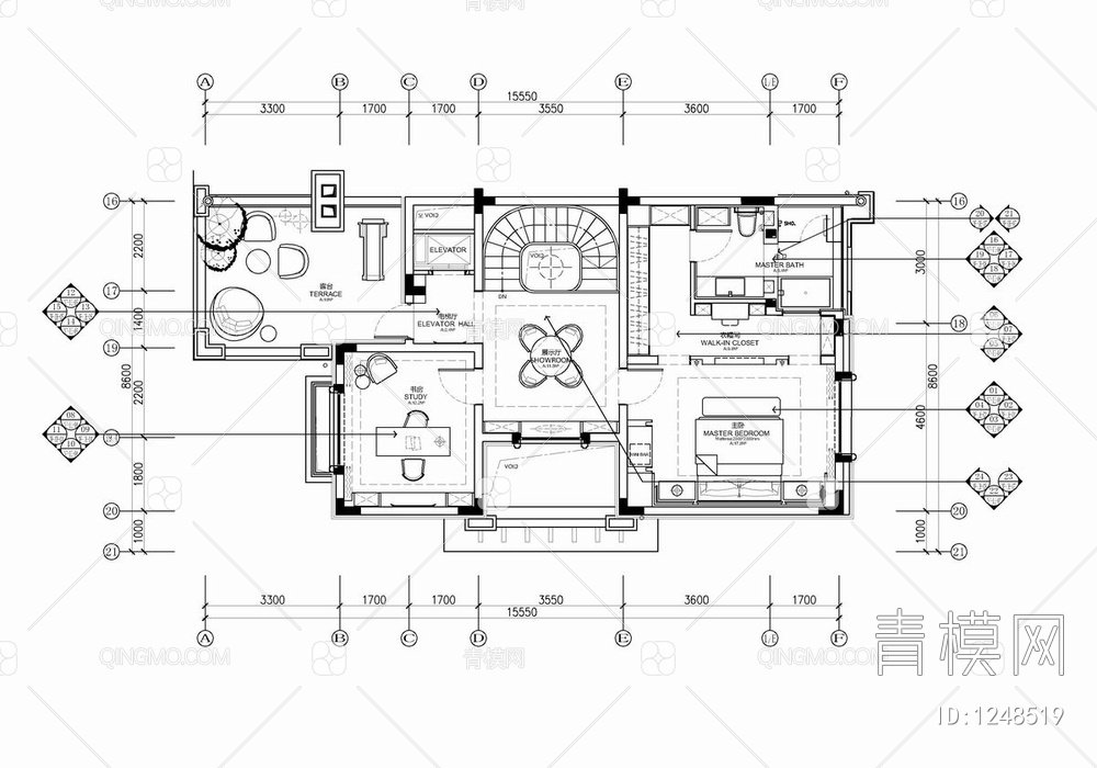 五层别墅CAD施工图 家装 豪宅 私宅 样板房 复式 洋房