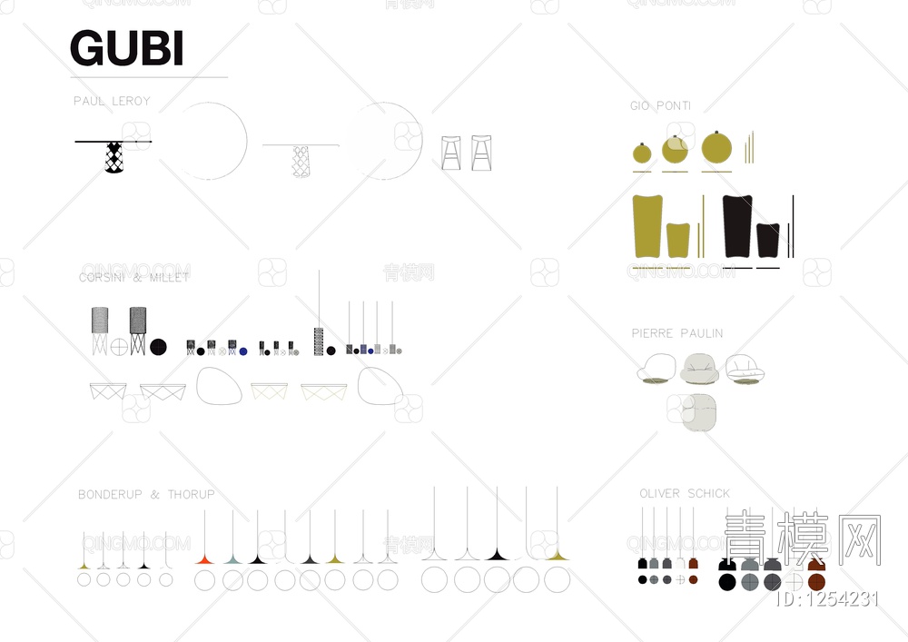 GUBI进口家具平立面CAD图库