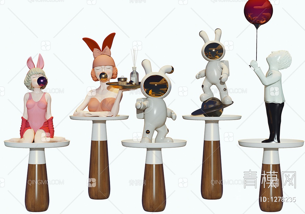 兔女郎太空兔人物雕塑
