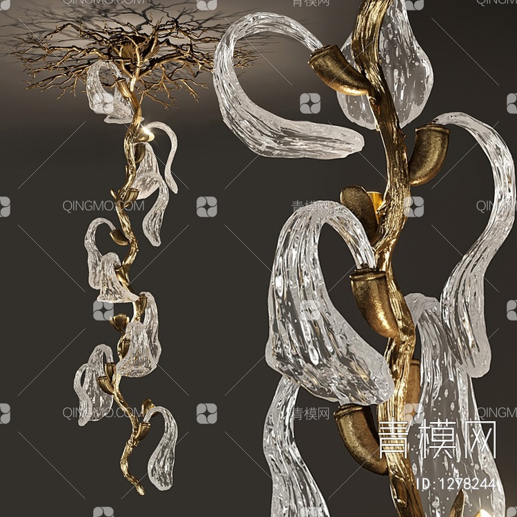 树叶植物水晶装饰吊灯