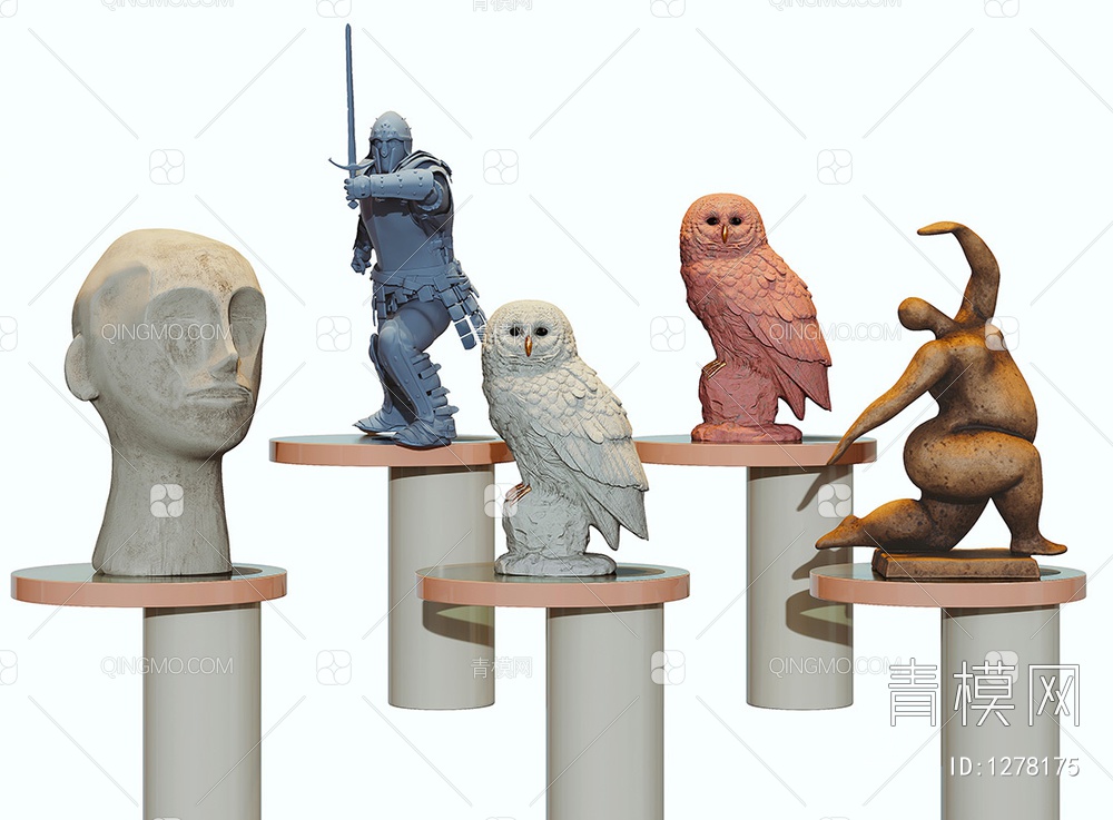 猫头鹰猴子铠甲武士雕塑摆件