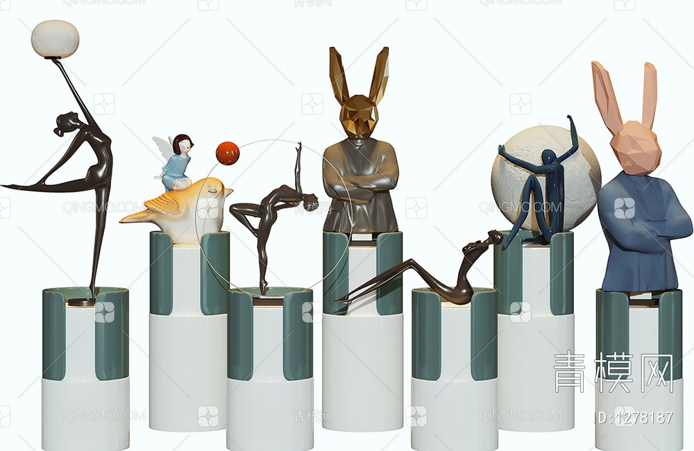 芭蕾人物兔子潮玩雕塑