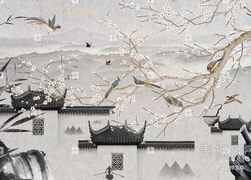 中式壁画 墙画