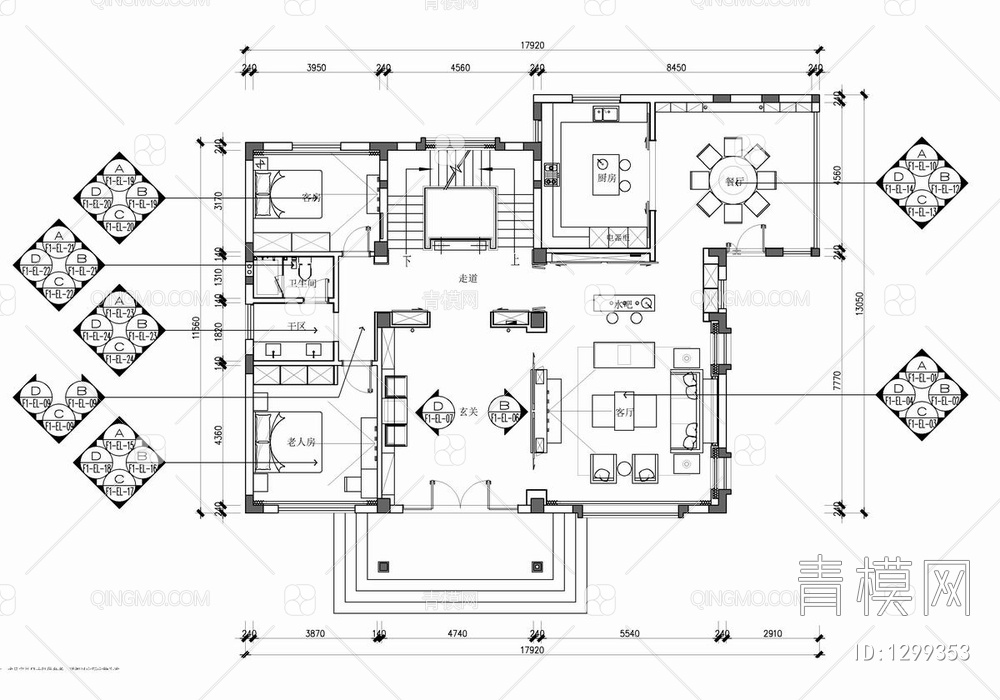 700㎡五层别墅CAD施工图 家装 私宅 豪宅 洋房 别墅 大宅 样板房