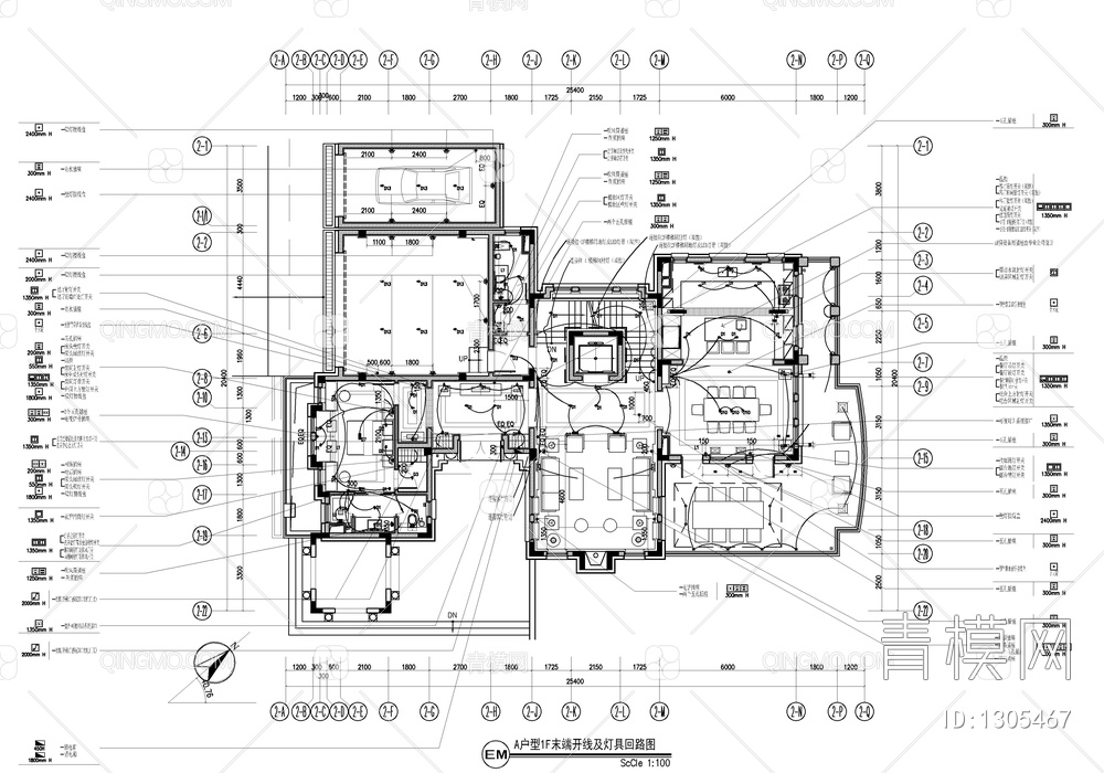 900㎡三层别墅样板房CAD施工图 家装 豪宅 别墅 大宅 洋房 样板房