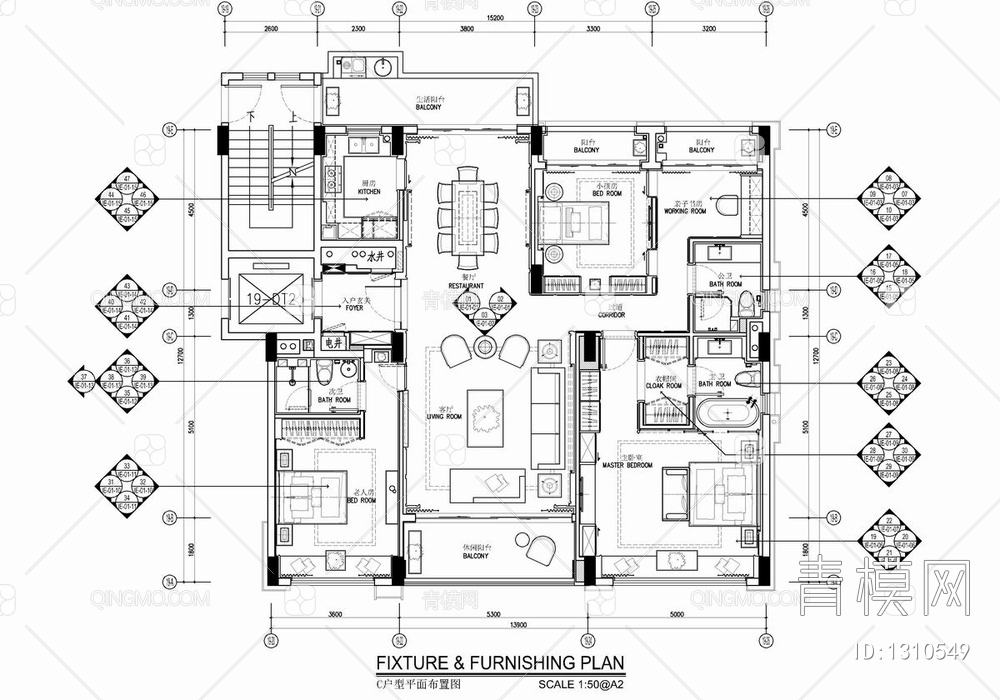 190㎡大平层样板房CAD施工图+实景照 家装 私宅 豪宅 大平层 样板房