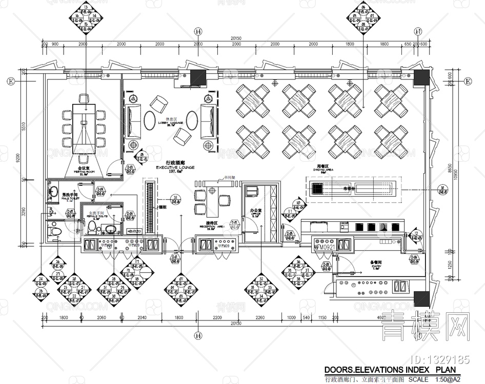 200㎡行政酒廊CAD施工图 酒吧 清吧 酒馆 酒廊 休闲会所