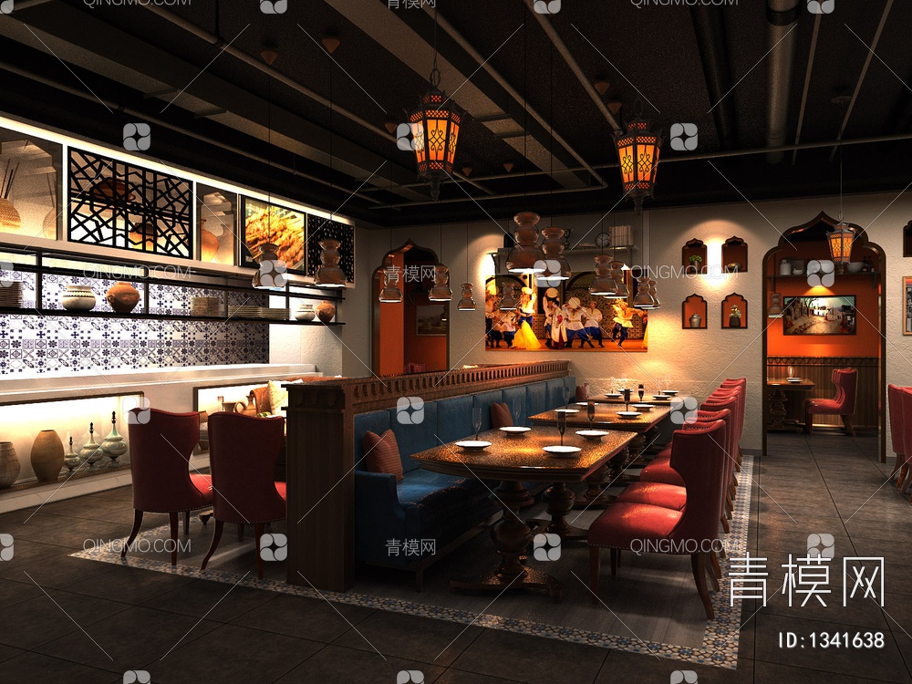 新疆餐厅CAD施工图+效果图