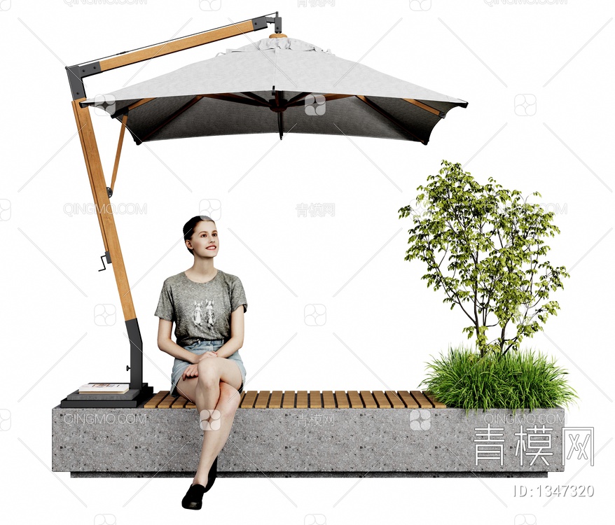 景观座椅 公共座椅 遮阳伞