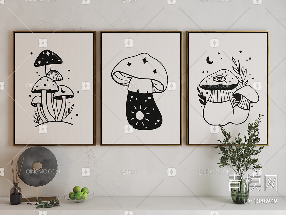 蘑菇装饰画 抽象艺术挂画