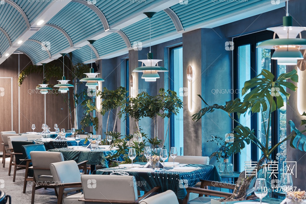300㎡花园餐厅CAD施工图+效果图+实景照 餐饮 特色餐厅 西餐