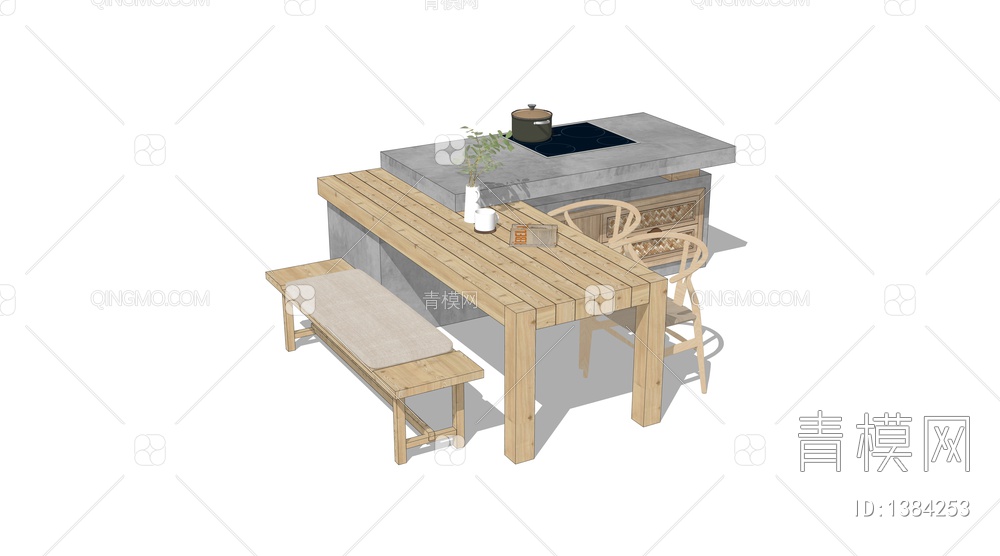 中岛餐桌椅组合