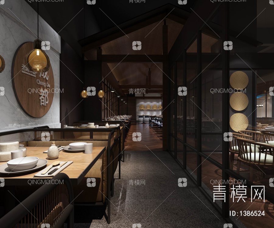 450㎡家常菜餐厅CAD施工图+效果图 中餐厅 特色餐厅 餐饮