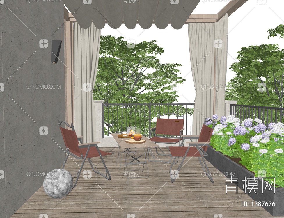 露台花园 阳台 阳光房 户外桌椅 花卉绿植 屋顶花园